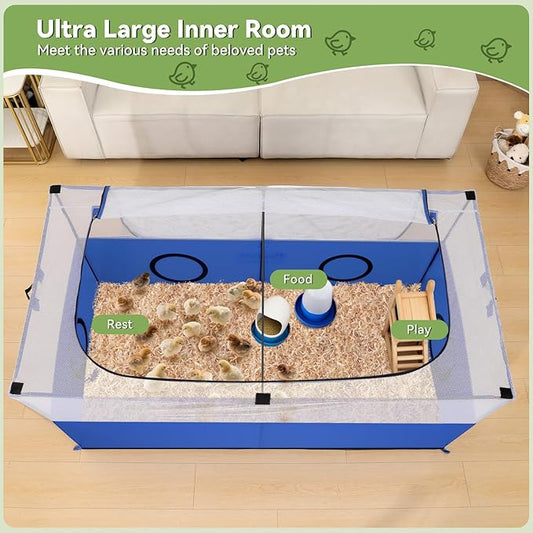 Pawaboo Small Animal Playpen, Pet Cage Tent with Breathable Mesh Wall and Bottom, Foldable Small Pet Enclosure for Puppy Kitten Rabbit Chicken Hamster Guinea Pig Indoor Outdoor Fence, Blue