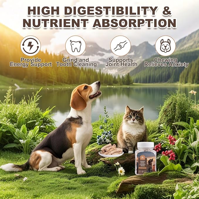 Freeze-Dried Chicken Necks Dog Cat Treats,Single Ingredient Turkey Necks High Protein,Grain Free for Teeth Cleaning & Support Joints(20 Pcs)