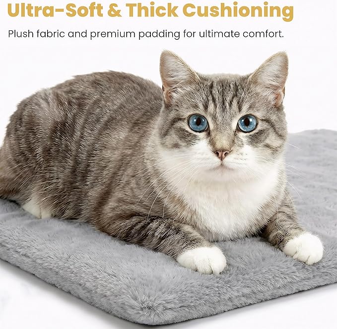 Pet Heating Pad for Cats Dogs Indoor & Sheltered Outdoor Waterproof Heated Cat Bed Heated Dog Bed Chew Resistant Cord Constant Temperature Gray Paw Print 16 x 13 Inch