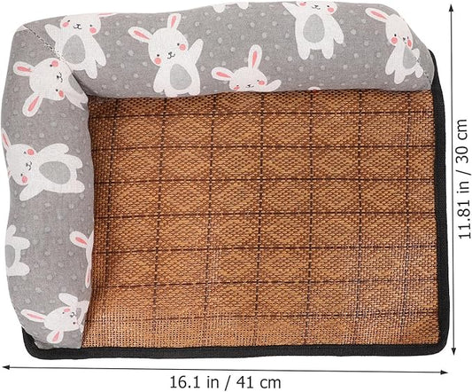 ABOOFAN Pet Cooling Bed Anti-Slip Dog Cushion Summer Cooling Mat Double-Sided Pillow S Size Rattan Nest for Dogs Summer Sleeping Pet Supply