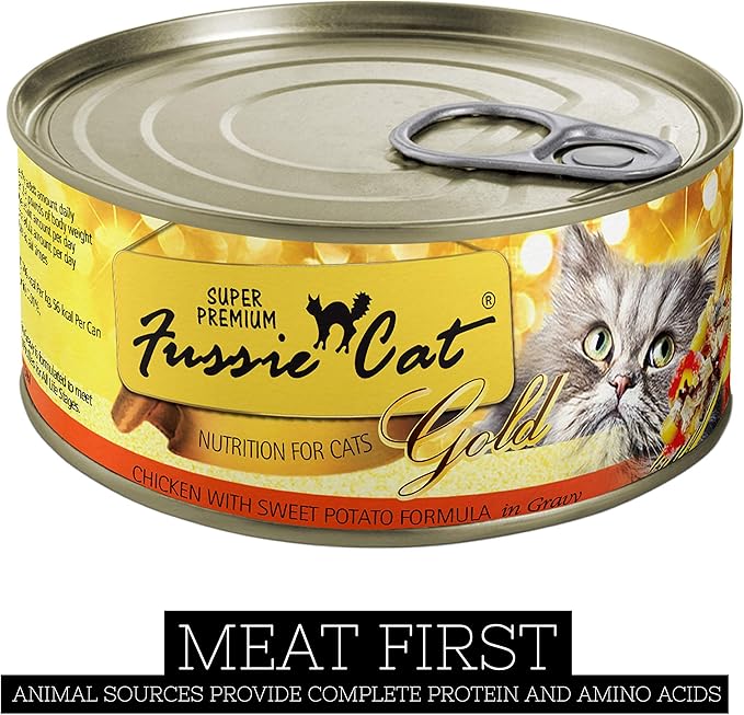 Fussie Cat Super Premium Chicken & Sweet Potato Formula in Gravy Grain-Free Wet Cat Food 2.82oz, case of 24