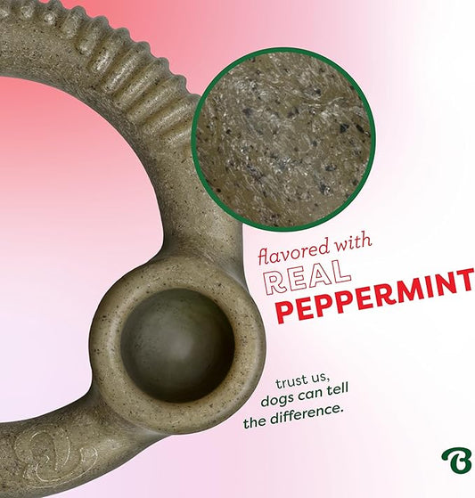 Benebone Peppermint Ring โ Limited Edition Holiday Flavor, Durable Chew Toy for Aggressive Chewers, Made in USA, Medium