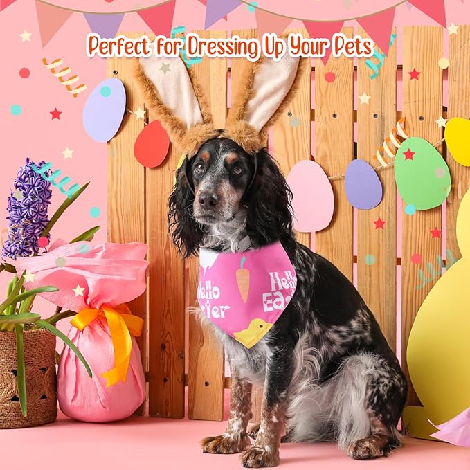 Kacctyen 100 Pcs Easter Dog Bandanas Bulk Dog Adjustable Cute Washable Triangle Kerchief Scarf Bibs for Small to Medium Pet Seasonal Party Costume Accessories