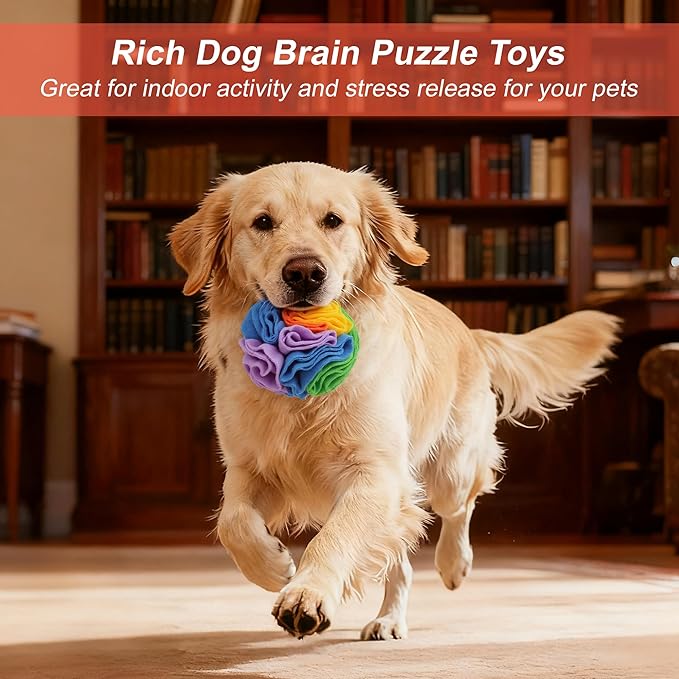 Snuffle Ball for Dogs, Designed for Small Breeds and Puppies, Interactive Dog Toys, Keeps Pets Busy with Storage Bag Machine Washable, Colorful, Small