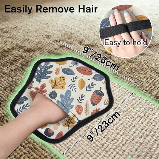 Cute Acorn Leaf Electrostatic Pet Hair Removal Glove for Cats & Dogs - Reusable Grooming Mitt for Couch, Carpet, Car Seat & Laundry - Large 9x9 Inch
