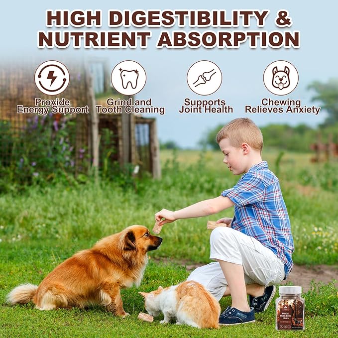 Freeze Dried Duck Necks Dog Cat Treats – High Protein Pet Snack Single Ingredient,Grain Free Dental Chews for Teeth Cleaning (13Pcs)