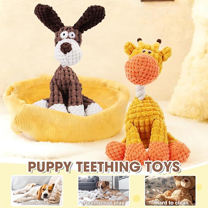 Indestructible Dog Toys,2026 New Dogs Plush Toy for Aggressive Chewers,Stuffed Toys Dogs Squeaky Durable Chew Toy for Indoor Pups Teething (B)
