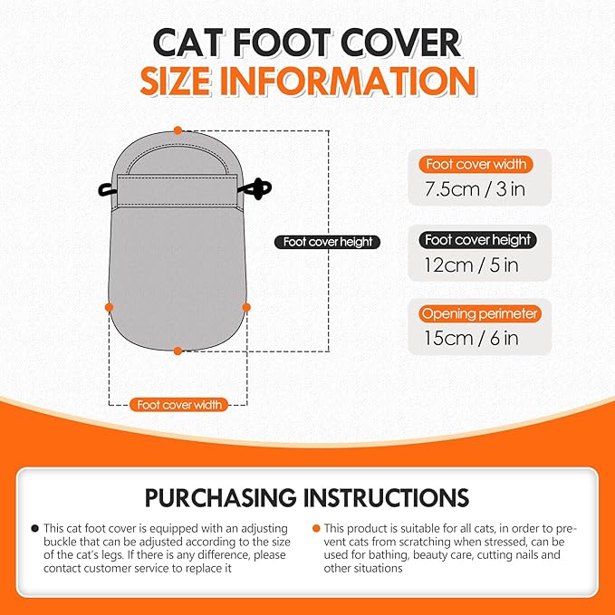 ETIAL 4Pcs Cat Paw Boots Anti Scratch, Adjustable Cat Feet Claw Covers for Indoor Cats Pet Bathing Shaving Checking Treatment, Waterproof Cat Paw Protector Anti-Fall Off Grooming Cat Accessories
