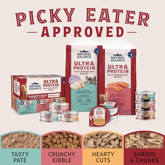 Natural Balance Ultra Protein Wet Cat Food, Salmon & Chicken Recipe in Broth, 2.8 oz (Case of 12)