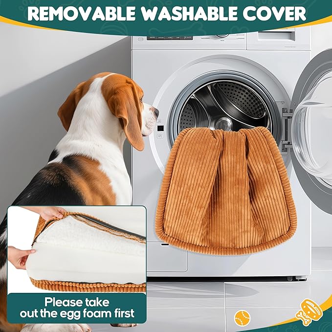 Dog Car Bed, Non-Slip Backseat Extender Pet Mat, Removable Washable Dog Bed for SUVs, Sedans & Trucks, Anti-Slip Travel Bed for Dogs, Easy Clean & Scratch-Proof & Comfort BrownïŒ56"x28.7"