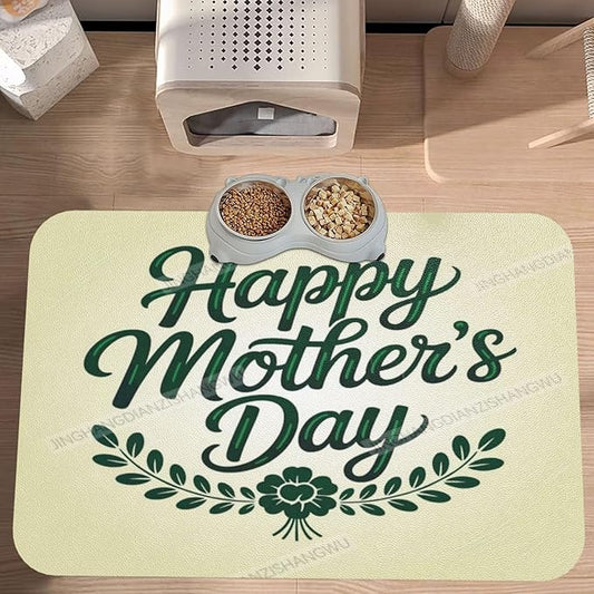 Dog Food Mat Dog Mat for Food and Water 18X12In Happy Mother's Day Floral Gift Mom Dx No Stains Cat Pet Feeding Mats Water Bowl for Messy Drinkers