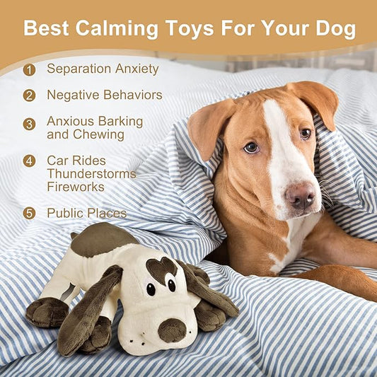 Puppy Toy with Heartbeat Dog Training Toy for Separation Anxiety Claming Behavioral Aid, Heartbeat Toy Plush Toys for Dogs Cats Pets Puppy Starter Kit
