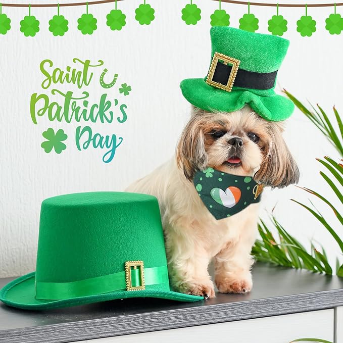 Kacctyen 100 Pcs St. Patrick's Day Dog Bandanas Bulk with Sayings Dog Adjustable Cute Washable Triangle Kerchief Scarf Bibs for Small to Medium Pet Seasonal Party Costume Accessories