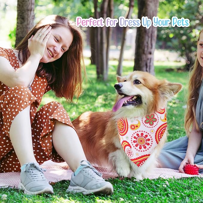 Kacctyen 300 Pcs Paisley Dog Bandana Bulk Colorful Triangle Bibs Pet Scarves for Small Medium Large Pets Western Cowboy Bandanas Accessories for Puppy Cat Grooming Costume Party