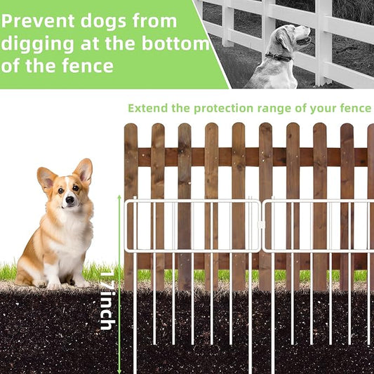 10 Pack Animal Barrier Fence, No Dig Fence Decorative Fences, 17in(H) x10ft(L) Rustproof Metal Small Garden Fence Border for Dogs Rabbits, Bottom Blocker for Outdoor Yard Patio, White