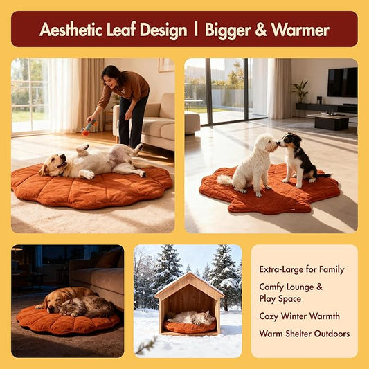 Large Dog Heating Pad Waterproof Electric Heated Pet Beds for Indoor Outdoor, Adjustable Temperature Heated Pet Beds, Washable Red Shall Shaped Cat Heating Pad Non Slip Bottom(35"X27")