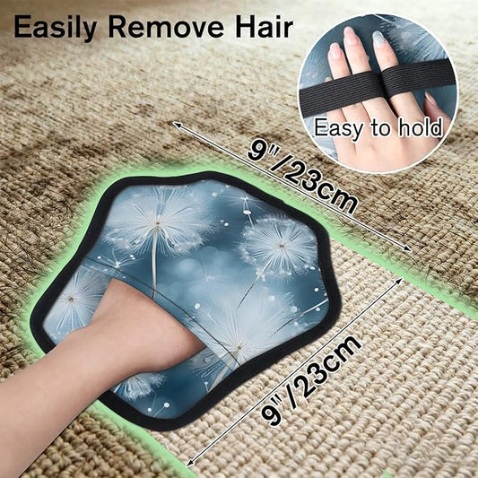 Reusable Pet Hair Removal Glove Dandelions Dancing Magic Brush for Cat & Dog Hair Remover for Car, Sofa, Bedding, Clothes - 9x9 Mitt Washable