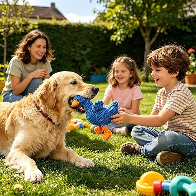 Dog Toys - Squeaky Duck Interactive Chew Toy, Durable Plush Pet Supply for Aggressive Chewers, Teeth Cleaning Play Object | Home Training, Daily Exercise, Outdoor Walks & Travel Companion