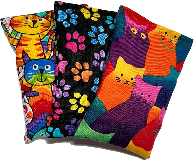Crazy Cat 3 Pack Catnip Pillow Sacks - Made in The USA (Rainbow)