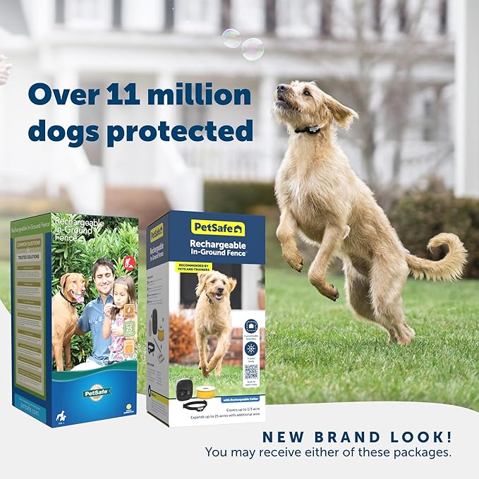 PetSafe Rechargeable In-Ground Pet Fence for Dogs and Cats Over 5lb - from The Parent Company of Invisible Fence Brand - Waterproof Collar with Tone and Static Correction Electric Collar