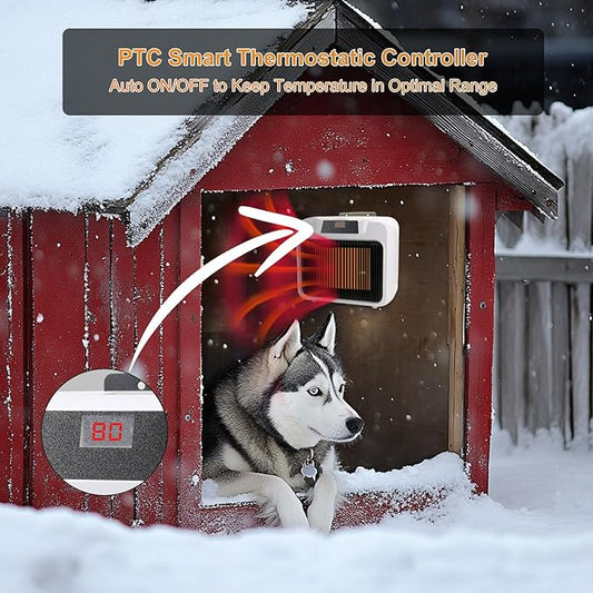 Dog House Heater with Smart Thermostat 300W/600W Chicken Coop Heater for Outdoor/Indoor Winter