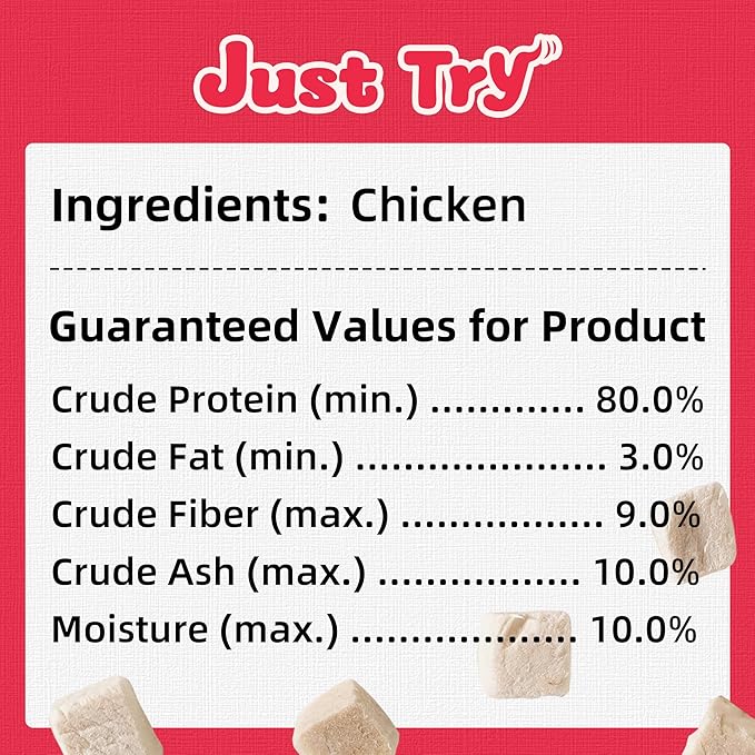 Just Try 13.4 OZ Cat Grass Treats Hairball Control + 7.05 oz Freeze Dried Chicken Cat & Dog Treats Raw Single Ingredient Food Topper