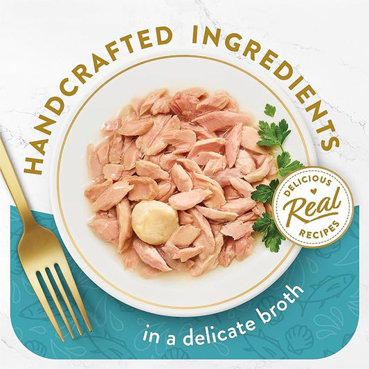 Fancy Feast Purina Appetizers Lickable Grain Free Wet Cat Food Topper Light Meat Tuna Appetizer with Scallop - 1.1 oz. Trays,(Pack of 20)