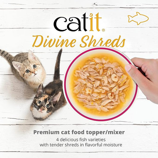 Catit Divine Shreds Premium Cat Food Topper, Tuna with Chicken & Wakame
