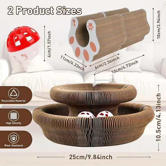 2PCS Kitlty Cat Toys Kurliz Cat Scratcher Magic Organ Cat Scratcher, Infinity Scratching Board Reversible Interactive Cardboard Kitten Pads for Bored Indoor Cats-Cat Interactive Toys