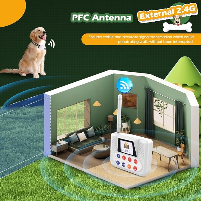 Wireless Fence for Dogs, Electric Dog Fence with Training Collar, Portable Dog Containment System with LCD Screen, Accurate 2.4G Signal, 100% Safe Adjustabl for Medium Large Small Dogs