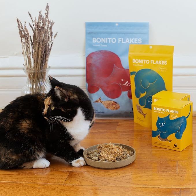 Meal Topper Bonito Flakes for Cats & Dogs – 100% Wild-Caught, High-Protein, All-Natural Topper – No Additive, Grain-Free – Extra Rich Blend – 10 Bags Total, 0.7oz