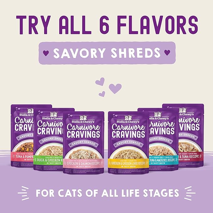 Stella & Chewy's Carnivore Cravings Wet Cat Food - Premium Pouches - Grain Free, High Protein Tuna & Pumpkin - Perfect For Picky Eaters - Complete Meal or Topper (2.8 oz, 24 Pack)