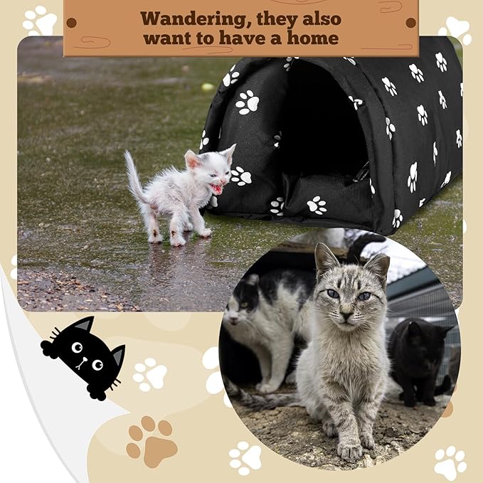 3 Pcs 21.3" x 16.5"x 14.2" Cat Houses for Outdoor Cats Bulk Weatherproof Waterproof Rainproof Foldable Cotton Insulated Feral Dogs Tent Shelter Pet Beds for Warm Outdoor Indoor Garden a 6kg Kitten