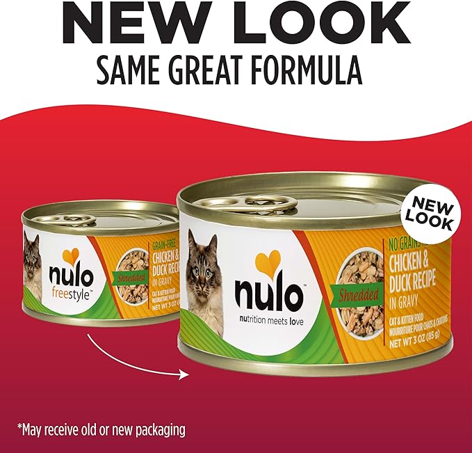 Nulo Chicken & Duck Grain-Free Shredded Wet Canned Cat Food,3 Ounce,(Pack of 48)