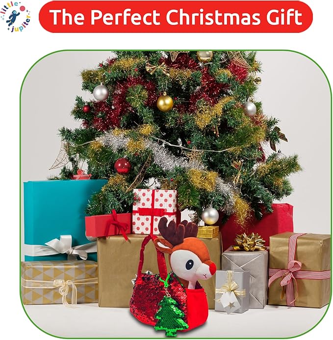 Little Jupiter Plush Pet Set - Includes Reindeer Stuffed Toy with Purse for Age 4-5 - 6-7 yrs - Christmas Stuffed Animal - Gifts for Girls - Stuffed Animals - Toys plushie (Reindeer)