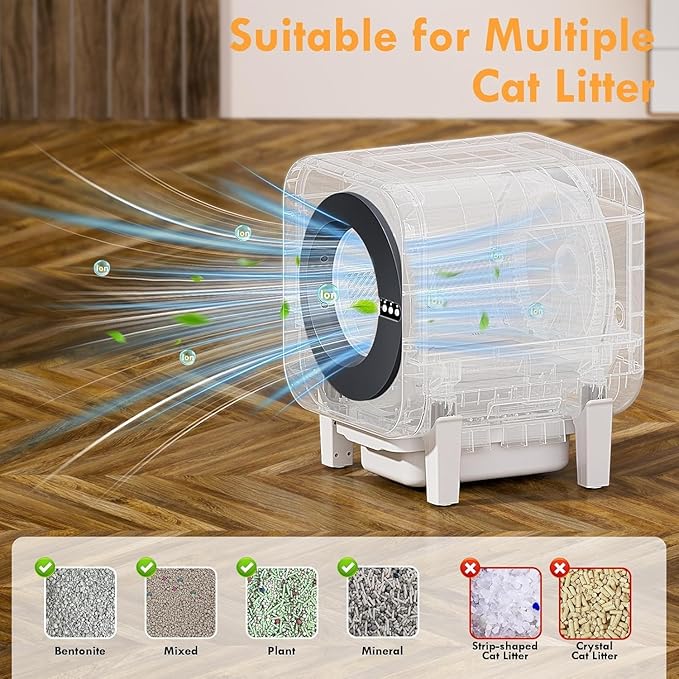 Automatic Cat Litter Box, Self Cleaning Litter Box with App Control, 75l Large Cat Litter Boxs for Multi-Cat Homes, Infrared & Weight Sensors, Odor Eliminator, Easy Cleaning, 20 Trash Bags, Black