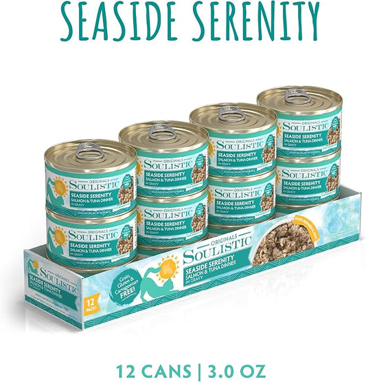 Soulistic Originals, Seaside Serenity Salmon and Tuna Dinner in Gravy, 3oz Can, Pack of 12