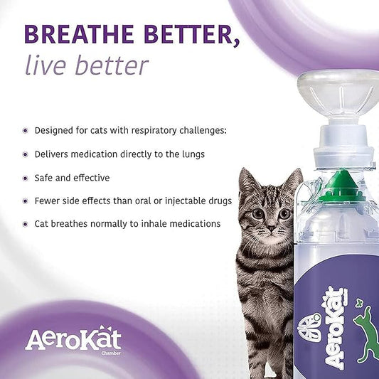 The Original AeroKat Feline Aerosol Chamber Inhaler Spacer for Cats and Kittens with Exclusive Flow-Vu Indicator