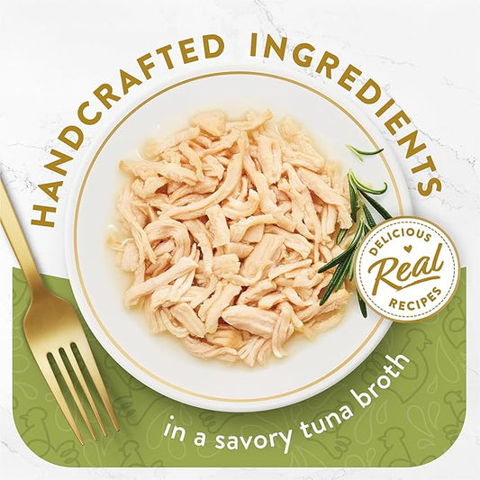 Fancy Feast Purina Appetizers Grain Free Wet Cat Food Complement White Meat Chicken Appetizer in a Savory Tuna Broth Cat Food Topper - 1.1 oz. Trays,(Pack of 20)