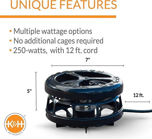 K&H Pet Products Pond Heater for Outdoor Ponds with Fish, Deluxe Thermo-Pond Perfect Climate Deicer, Winter Oxygen Exchange for Live Fish, Thermostatically Controlled, Safety Listed - 7in 250W