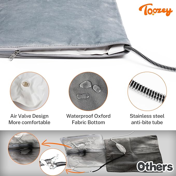 Toozey Outdoor Pet Heating Pad 28x16in, Extremely Waterproof Heated Bed for Dogs and Cats, Thermostatic Control, Chew-Resistant Cord, Soft Electric Blanket with Overheat Protection