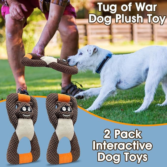 Squeaky Dog Chew Toys for Aggressive Chewers, Toys for Large Medium Small Breed Dog, Indestructible Tough Durable Dogs Toys(2Pcs Raccoon)