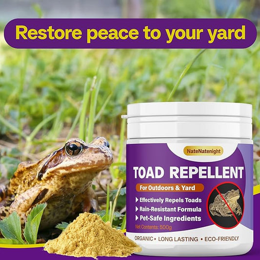 Toad Repellent, Powerful Formula to Keep Frogs and Toads Out of Your Yard & Outdoor Spaces, Safe for Dogs & Pet, 500g Powder