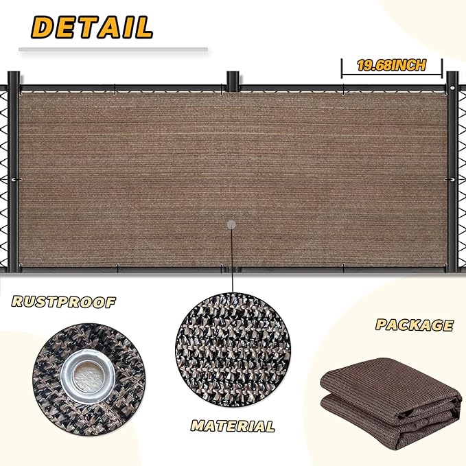 LOVE STORY Balcony Privacy Screen, 2.5'x5' Deck Shield Screen Fence Cover,UV Protection and Weather-Resistant,3 FT Height for Deck, Patio, Backyard, Outdoor Pool, Porch, Railing, Brown