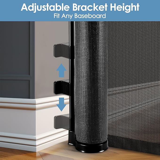 Reinforced 75” Wide Retractable Baby Gates with Support Rods, Retractable Dog Gate for The House Extra Wide Mesh Pet Gate Indoor Outdoor Child Gates for Doorways Stair Gates for Kids or Pets (Black)