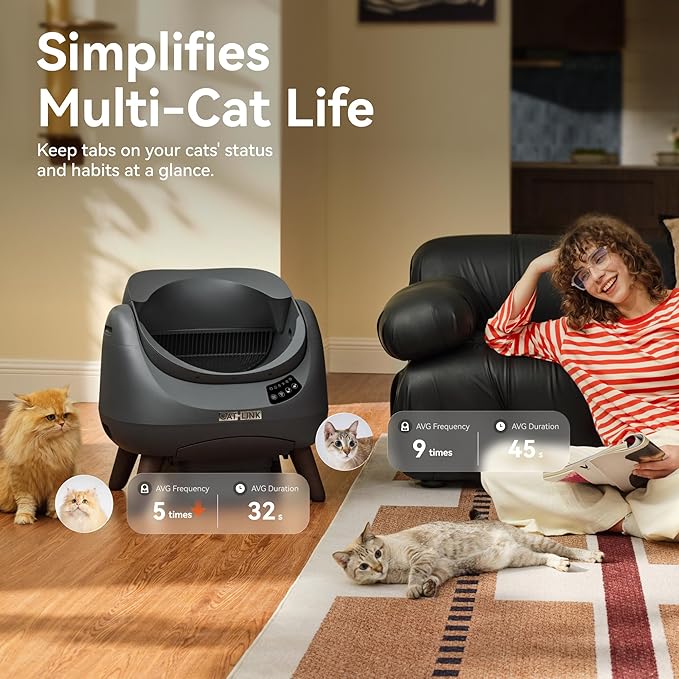 CATLINK Self Cleaning Cat Litter Box Open-X, 5G & 2.4G WiFi, Safe Anti-Pinch Automatic Litter Box Open Top, AI Waste Analysis Health Monitor for Multi-Cat Recognition, App Control, Odor Free