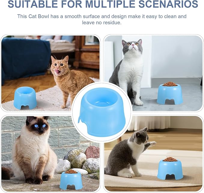 DECHOUS Plastic Dog Bowl and Cat Feeding Bowl, Round Sturdy Pet Food and Water Dish, Blue Candy Color for Puppies and Adult Dogs, Sturdy Plastic Pet Feeding Supplies for Home Use