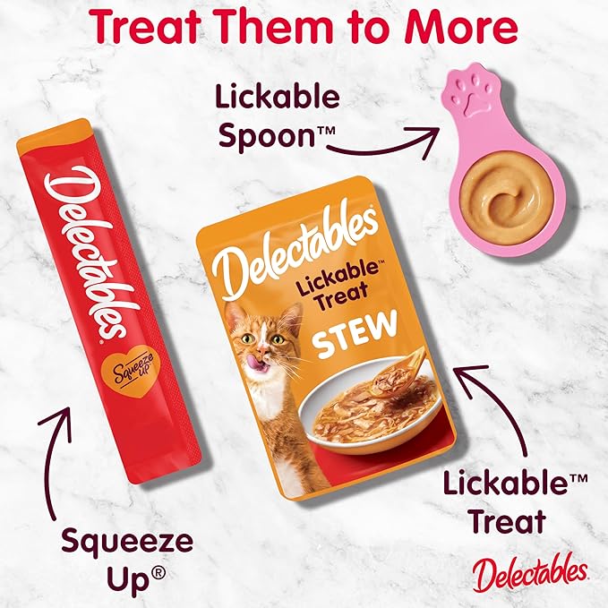 Delectables Squeeze Up Creamy Squeezable Puree, Lickable Wet Cat Treats, Grain Free, No Added Fillers, No By-Products, No Added Preservatives, 0.5 Ounces Senior Chicken, 32 Tubes Total