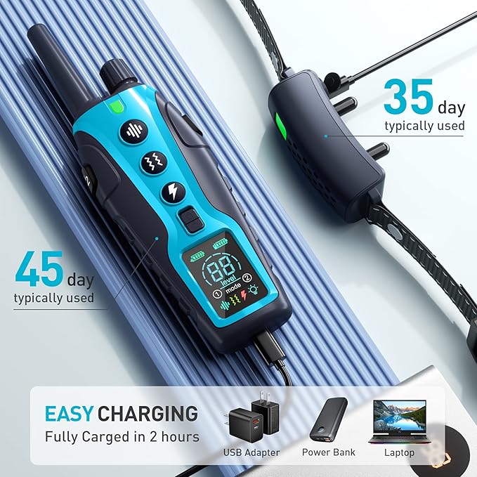 Dog Shock Collar - 4000FT Dog Training Collar with Remote Waterproof e Collar with Flashing Light, Adjustable Pitch Beep(1-8), Vibration(1-16), Safe Shock(1-99), and Keypad Lock