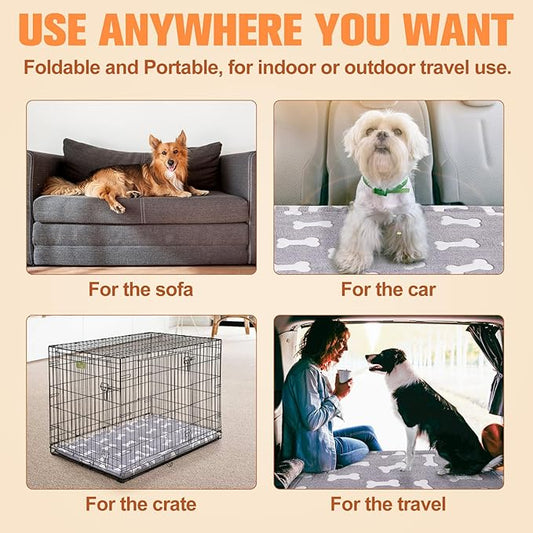 BEAUTYZOO Dog Bed Crate Pad 42 x 28 inch, Washable Dog Crate Mat for X-Large Sized Dogs, Anti-Slip Pet Crate Bed Kennel Pad, Durable Cozy Puppy Sleeping Mat Rectangle Mattress, Bone
